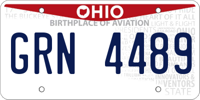 OH license plate GRN4489
