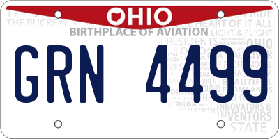 OH license plate GRN4499