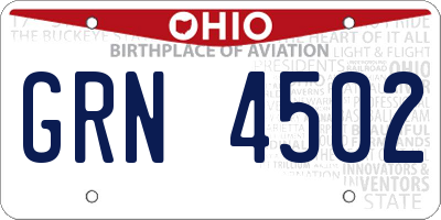 OH license plate GRN4502