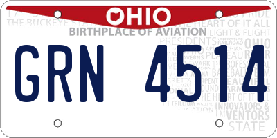 OH license plate GRN4514