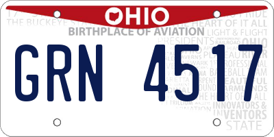 OH license plate GRN4517