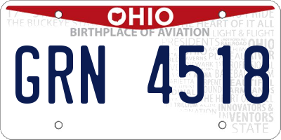 OH license plate GRN4518