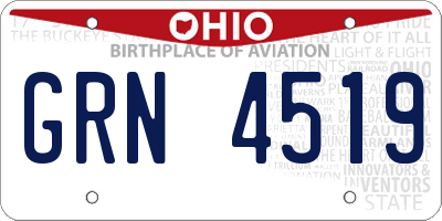OH license plate GRN4519