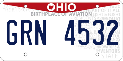OH license plate GRN4532