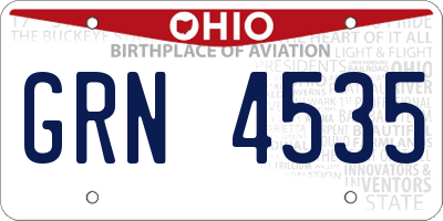 OH license plate GRN4535