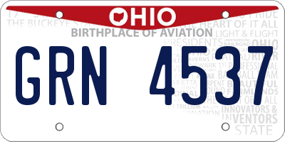 OH license plate GRN4537