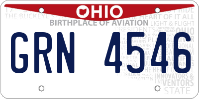 OH license plate GRN4546