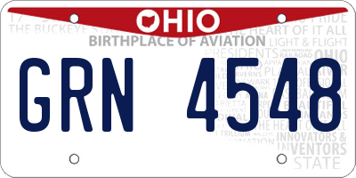 OH license plate GRN4548