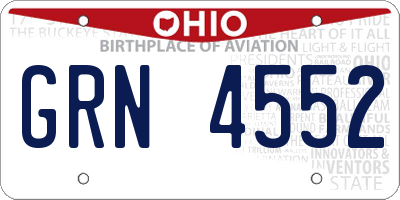 OH license plate GRN4552