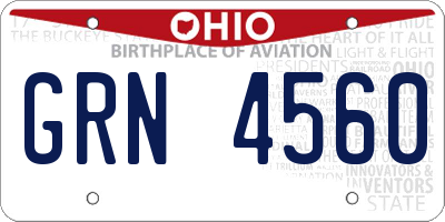 OH license plate GRN4560