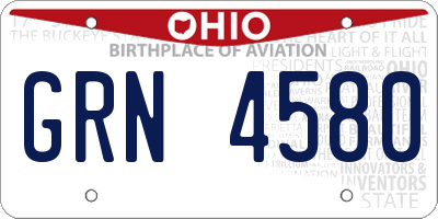 OH license plate GRN4580