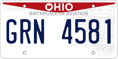 OH license plate GRN4581