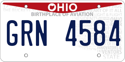 OH license plate GRN4584