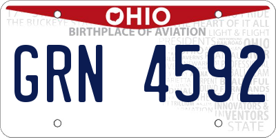 OH license plate GRN4592