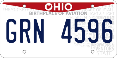 OH license plate GRN4596