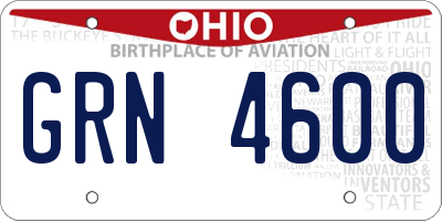 OH license plate GRN4600