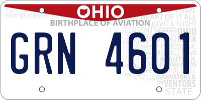 OH license plate GRN4601
