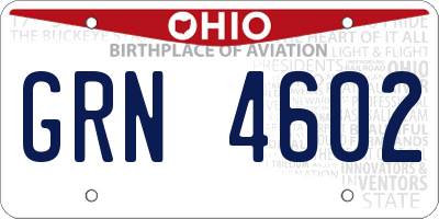 OH license plate GRN4602