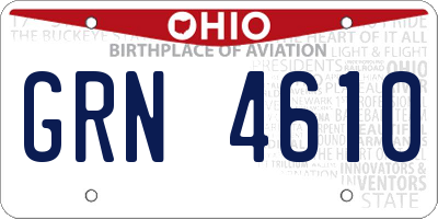 OH license plate GRN4610