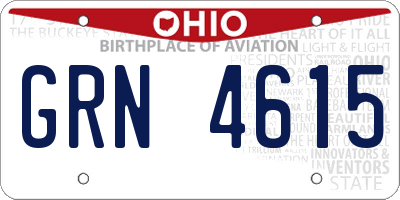 OH license plate GRN4615