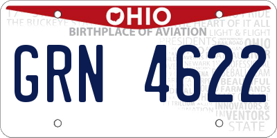 OH license plate GRN4622