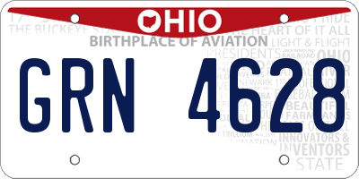 OH license plate GRN4628
