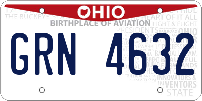 OH license plate GRN4632