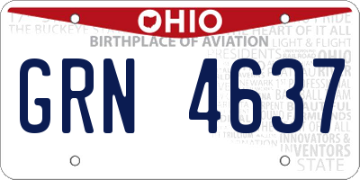 OH license plate GRN4637