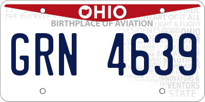 OH license plate GRN4639