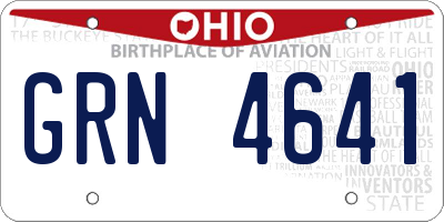 OH license plate GRN4641