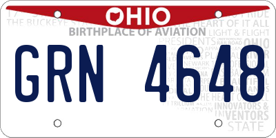OH license plate GRN4648