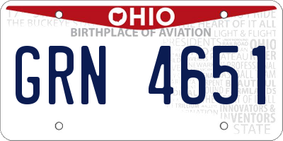OH license plate GRN4651