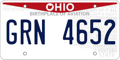 OH license plate GRN4652