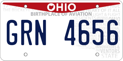 OH license plate GRN4656