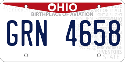 OH license plate GRN4658