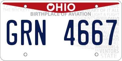 OH license plate GRN4667