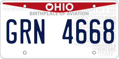 OH license plate GRN4668