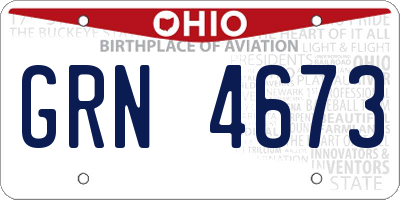 OH license plate GRN4673