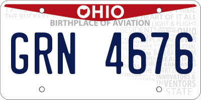 OH license plate GRN4676