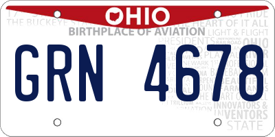 OH license plate GRN4678