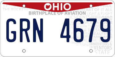 OH license plate GRN4679