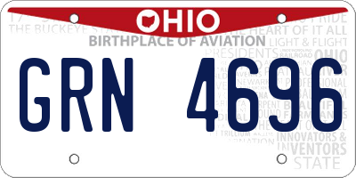 OH license plate GRN4696