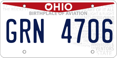 OH license plate GRN4706