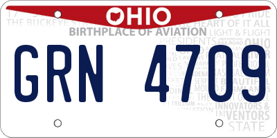 OH license plate GRN4709