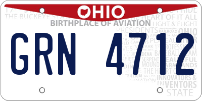 OH license plate GRN4712