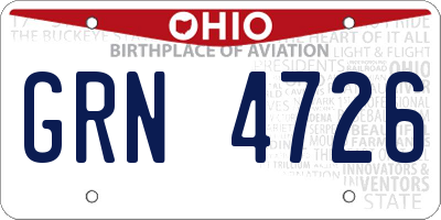 OH license plate GRN4726