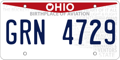 OH license plate GRN4729
