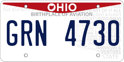 OH license plate GRN4730