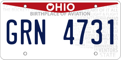 OH license plate GRN4731