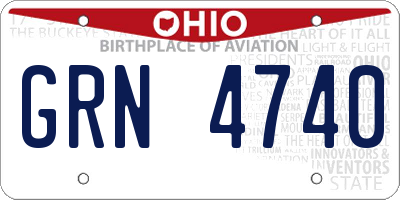 OH license plate GRN4740